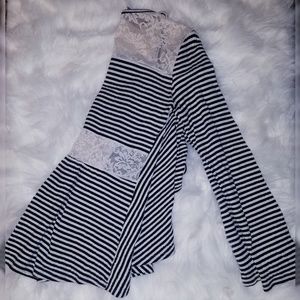 Long Sleeve Lace & Striped Cardigan Romeo & Juliet
